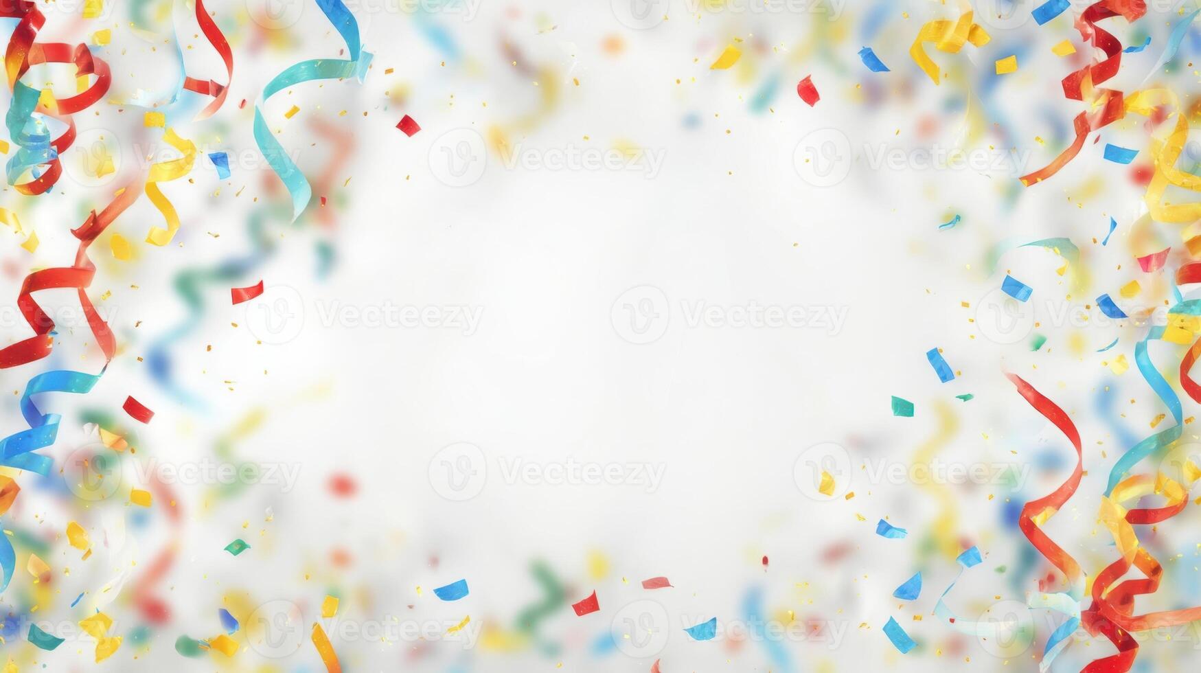 The vibrant confetti and streamers create a festive atmosphere for celebration. photo