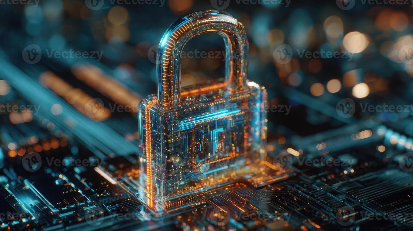 The digital lock representing advanced security in a connected world. photo