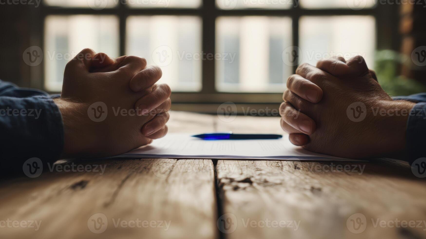 The hands of collaboration poised for agreement over a document. photo