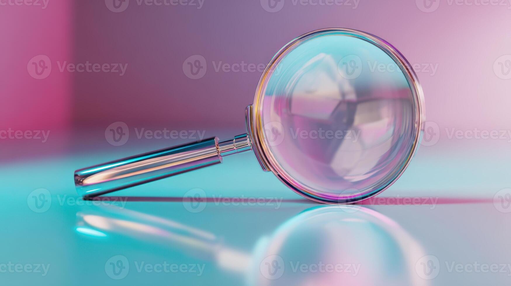 The Magnifying Glass Illuminating Curiosity in a Modern Abstract Environment photo
