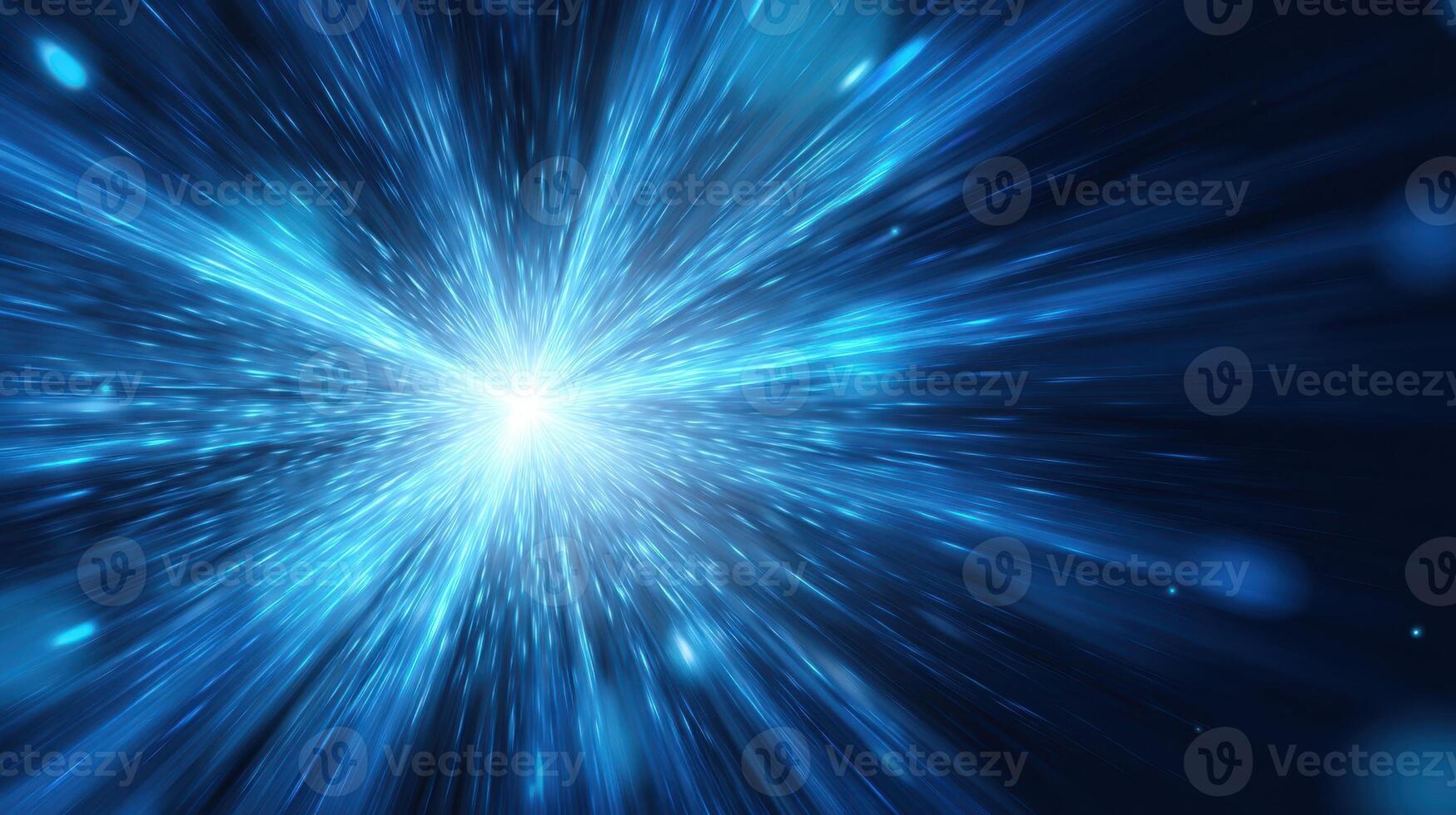 The vibrant explosion of blue light creating a cosmic abstract background. photo