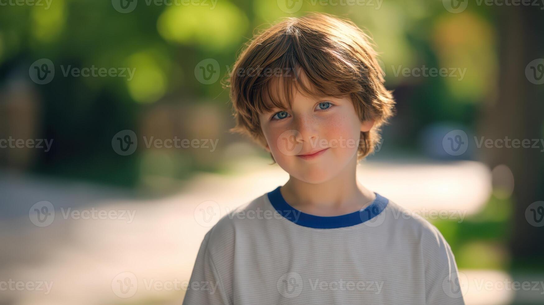 The carefree boy enjoying a sunny day in a beautiful outdoor setting. photo