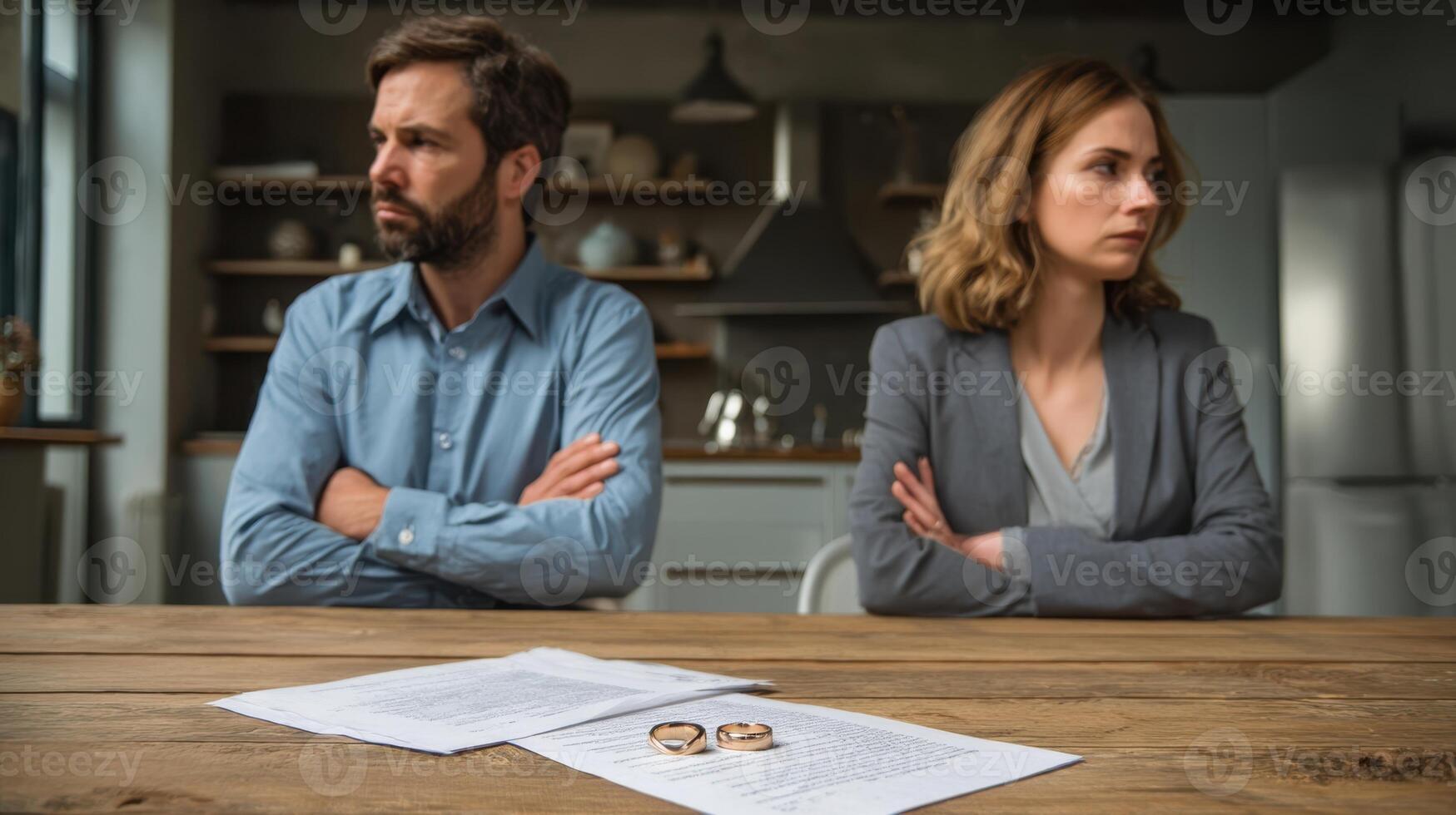 The couple facing emotional turmoil over divorce and separation decisions. photo