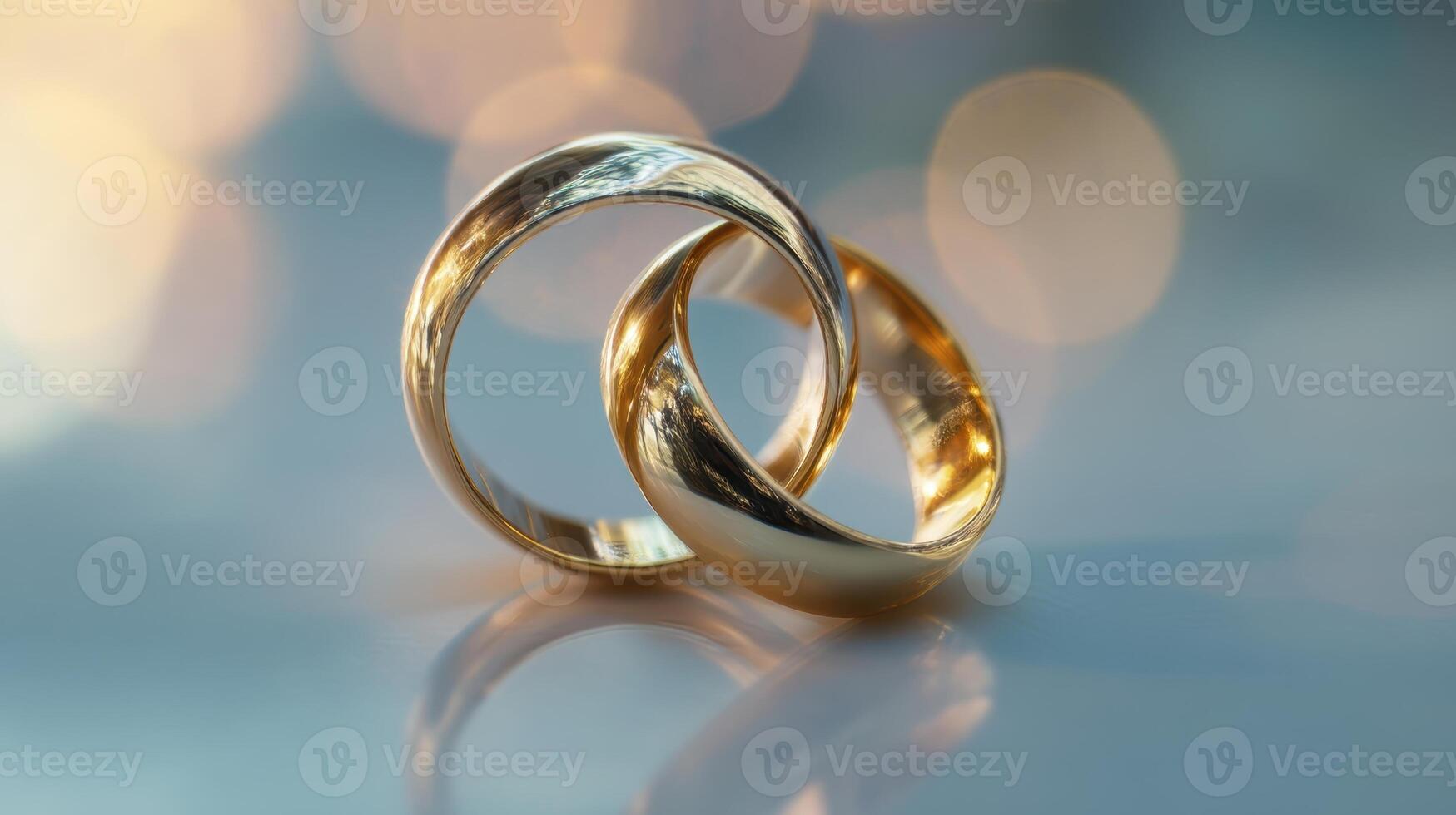 The elegant golden rings symbolizing love and commitment in a romantic setting. photo