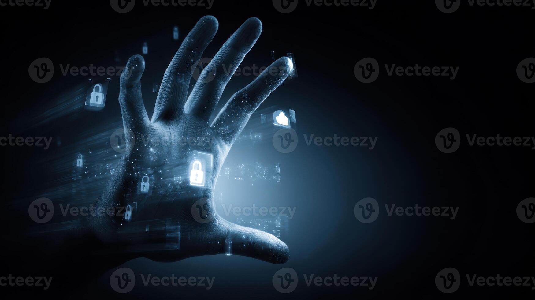 The Hand Reaching for Digital Security and Connectivity in a Virtual Realm photo