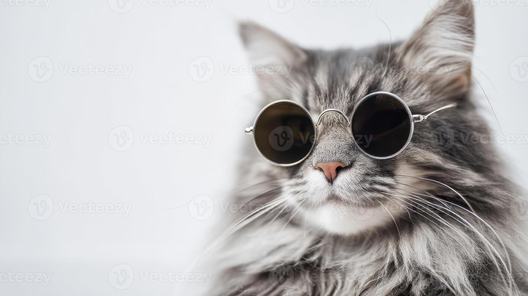 The stylish cat wearing sunglasses with a confident and playful expression. photo