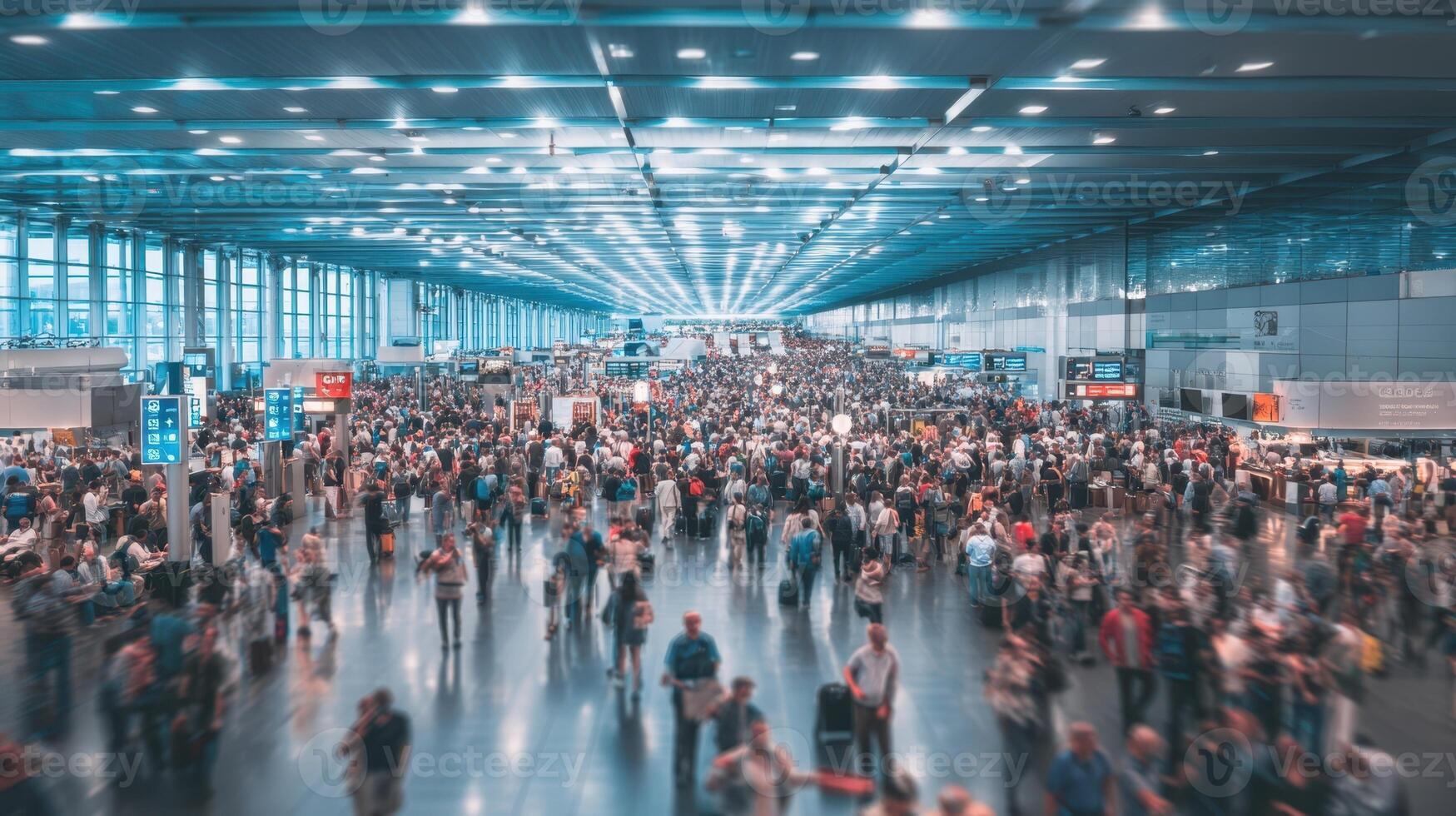 The bustling crowd at an airport terminal capturing the essence of travel. photo