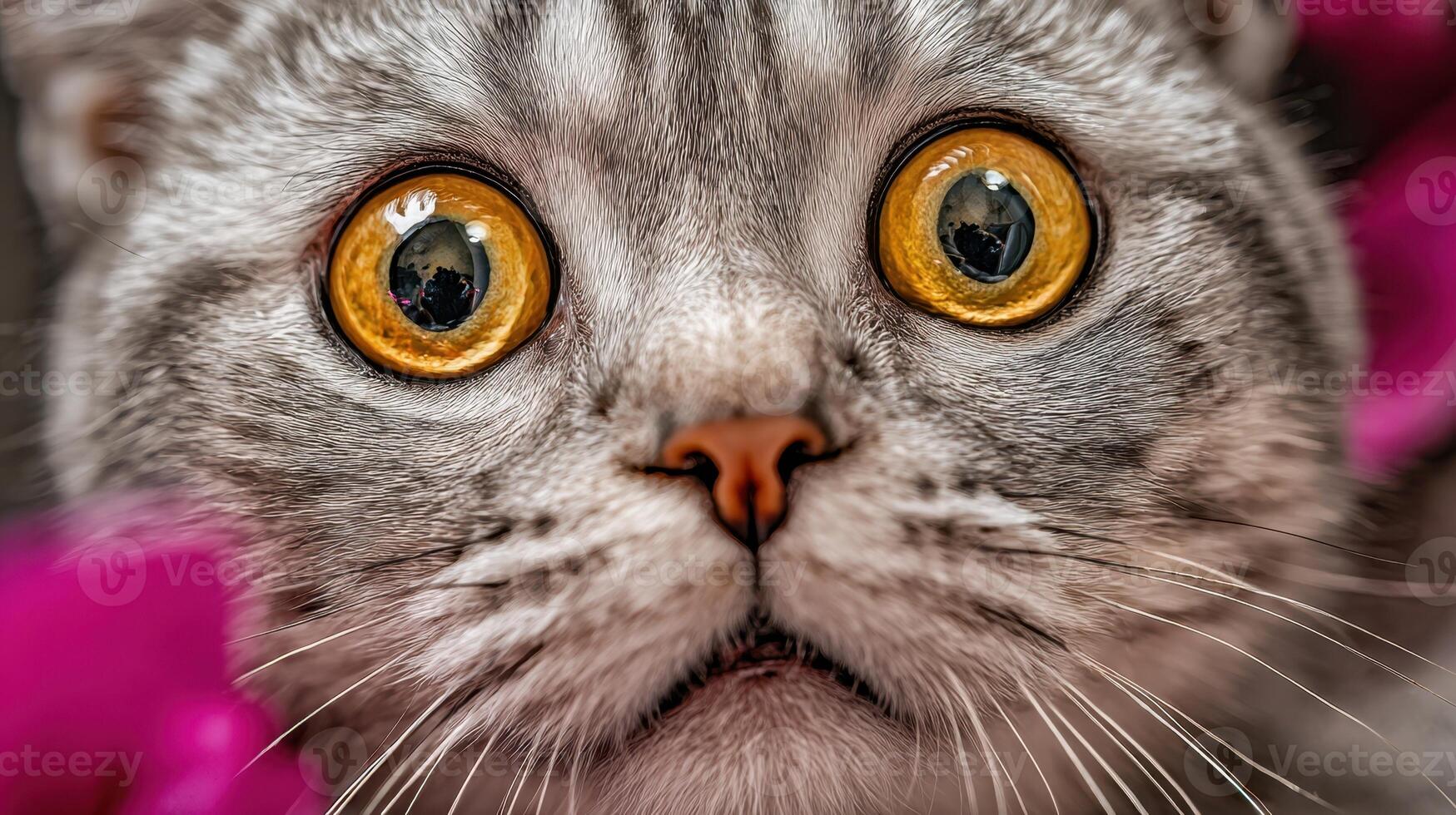 The captivating gaze of a charming cat with unique golden eyes. photo