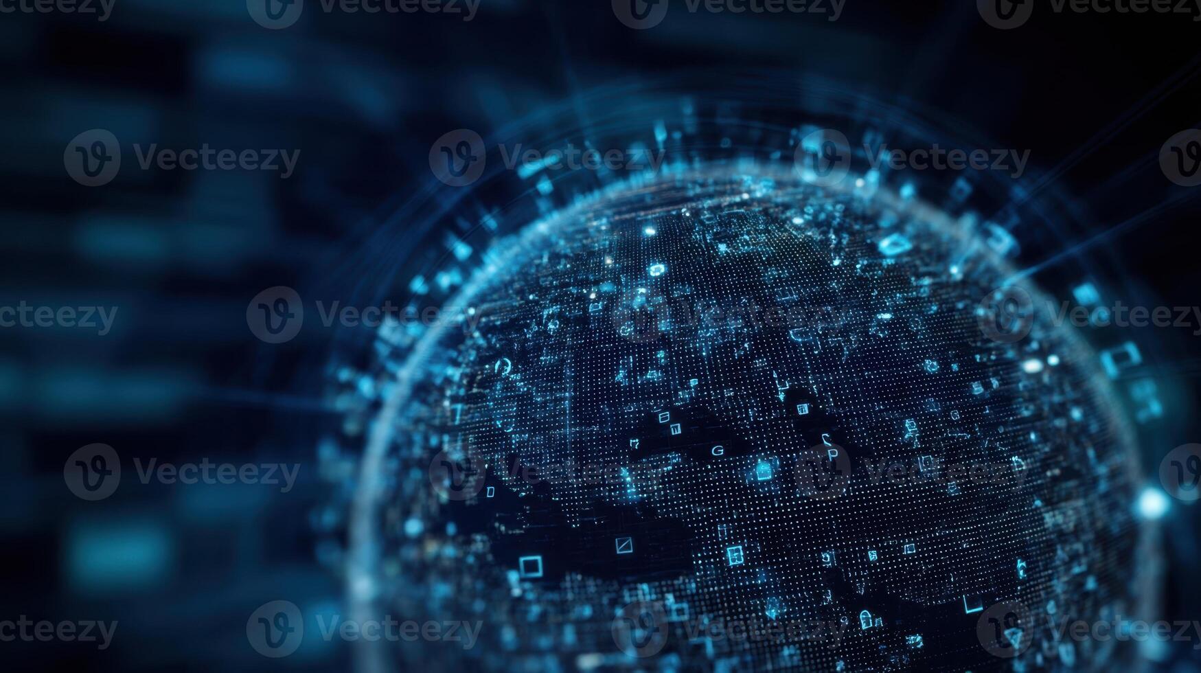 The digital globe illustrating global data connectivity and technological innovation. photo