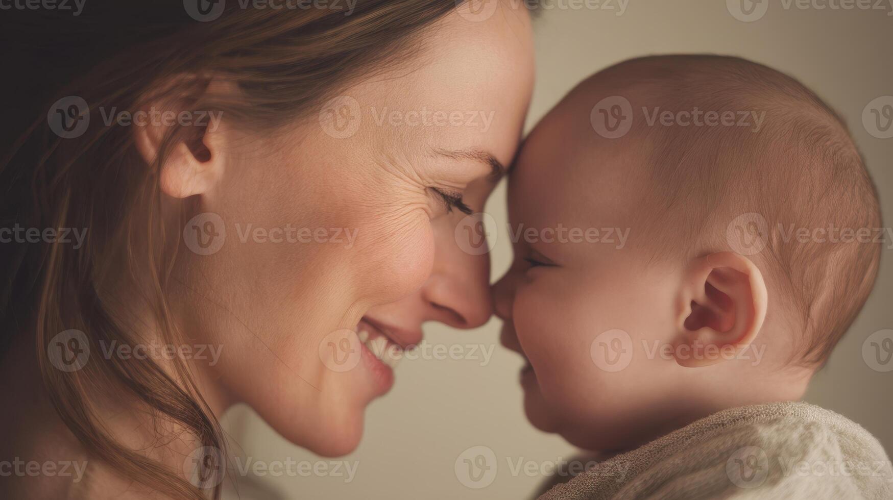 The tender moment between a mother and her baby in loving embrace. photo