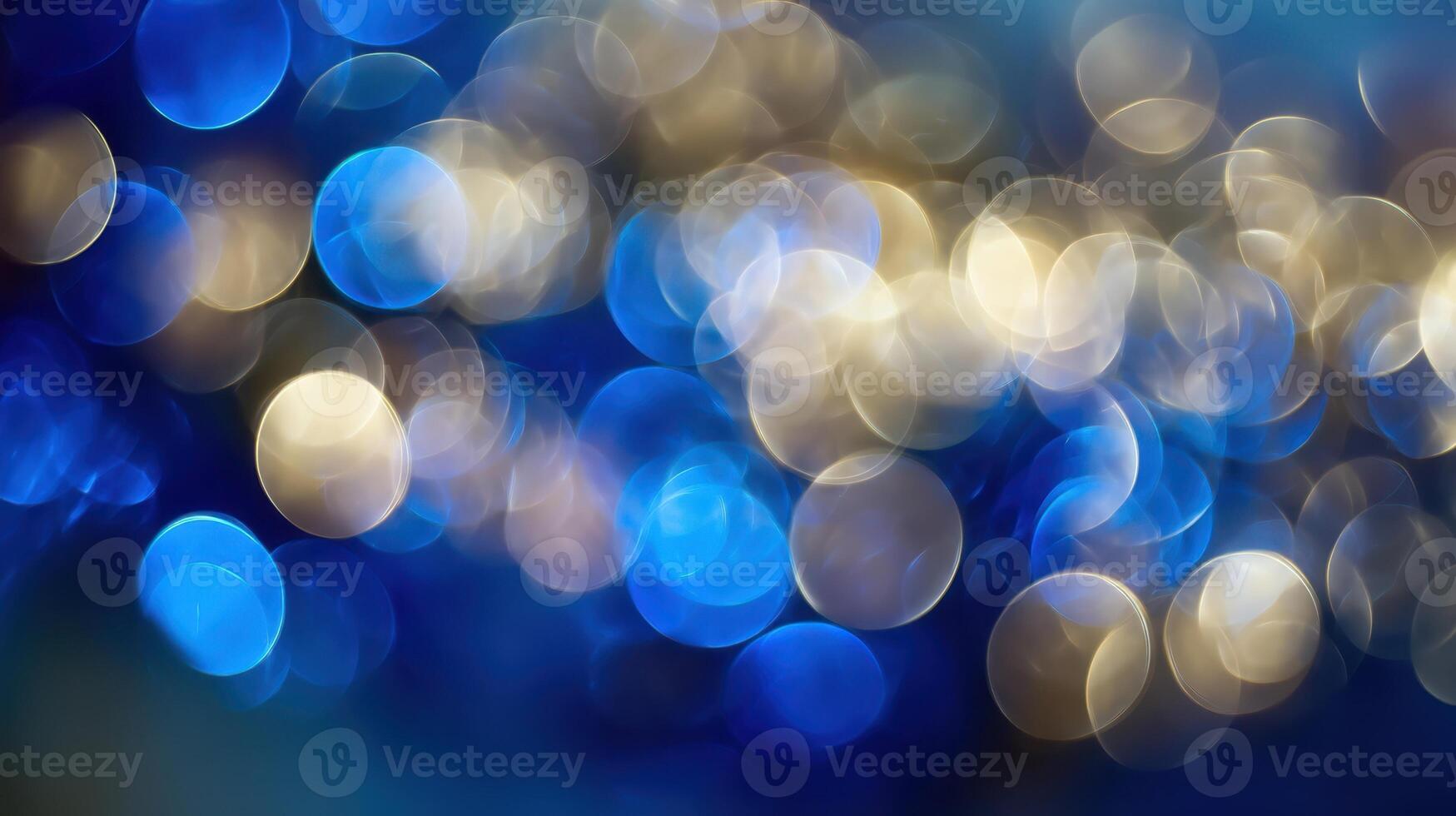 The captivating bokeh effect with blue and golden shimmering lights. photo