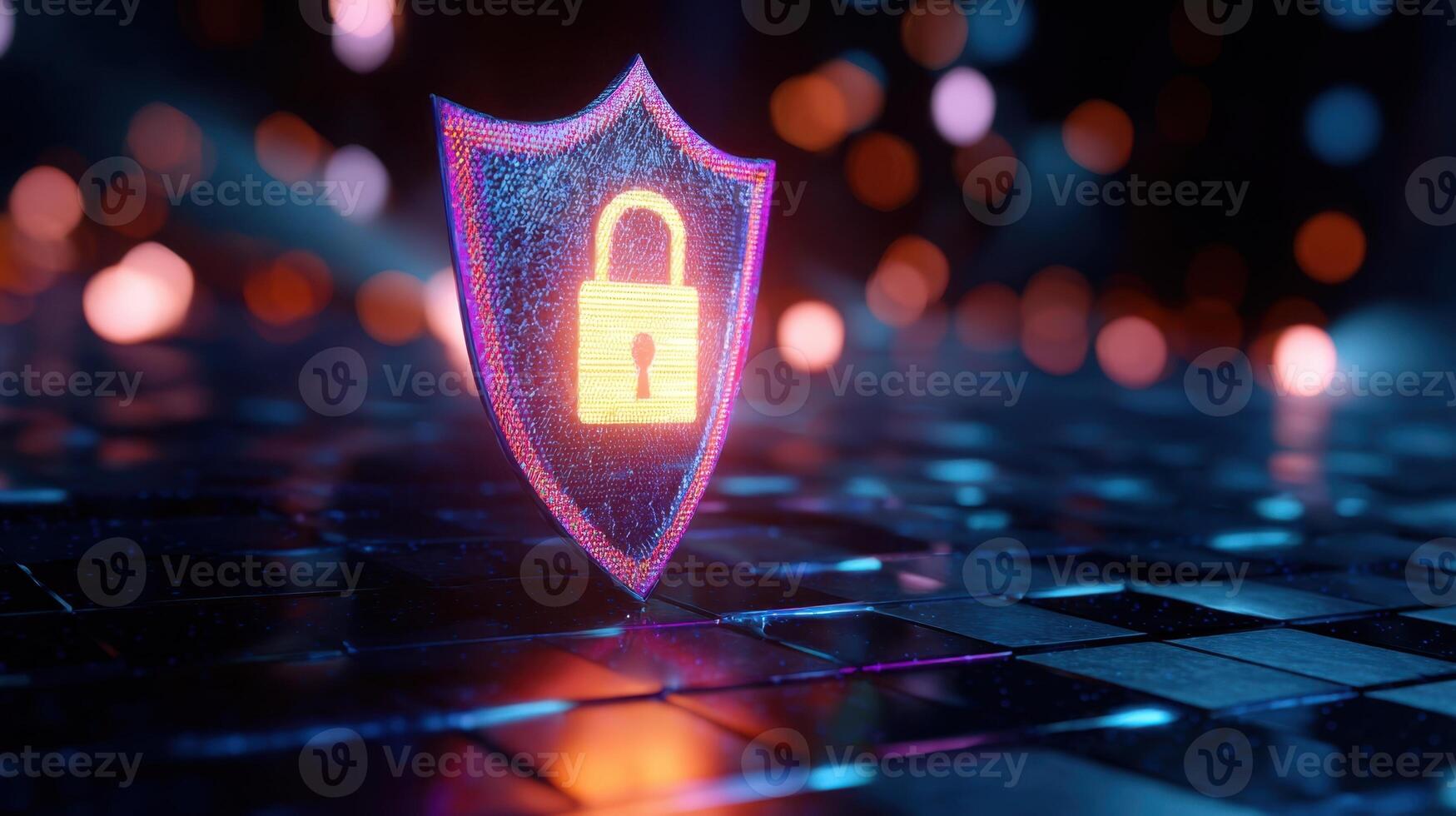 The Secure Shield Icon Representing Digital Protection and Cybersecurity Concepts photo