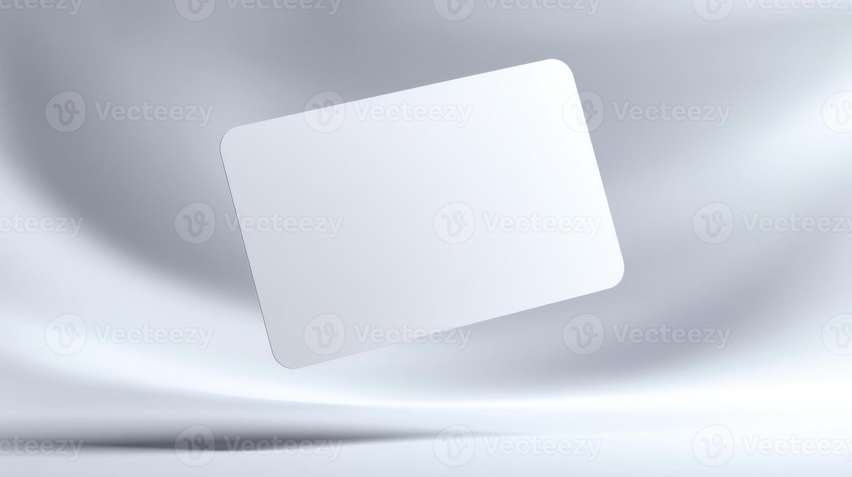 The blank card floating elegantly against a soft, white background. photo