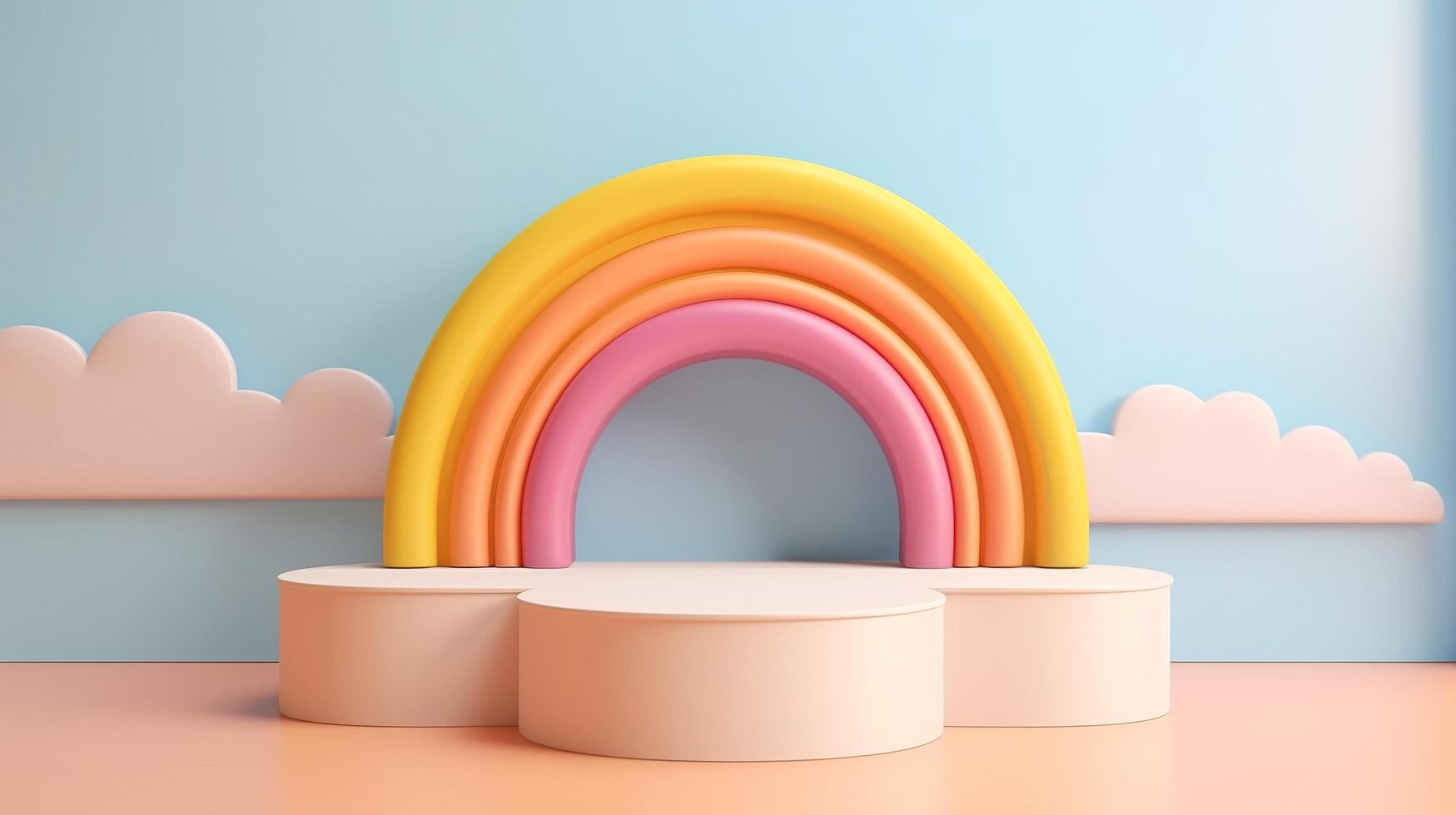 3d render of a colorful rainbow in front of a blue background photo