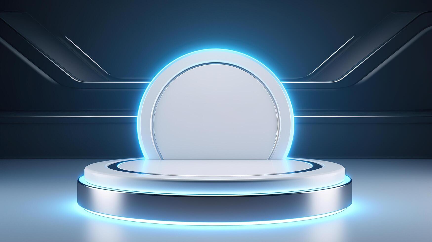 A futuristic toilet seat with glowing blue light photo