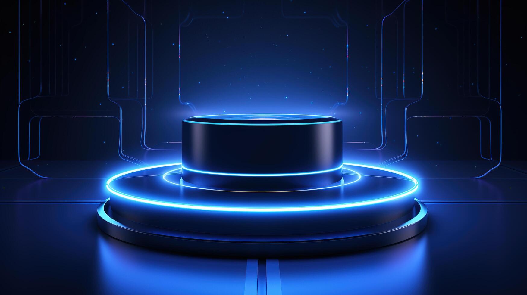 A futuristic black and blue object on a dark background photo