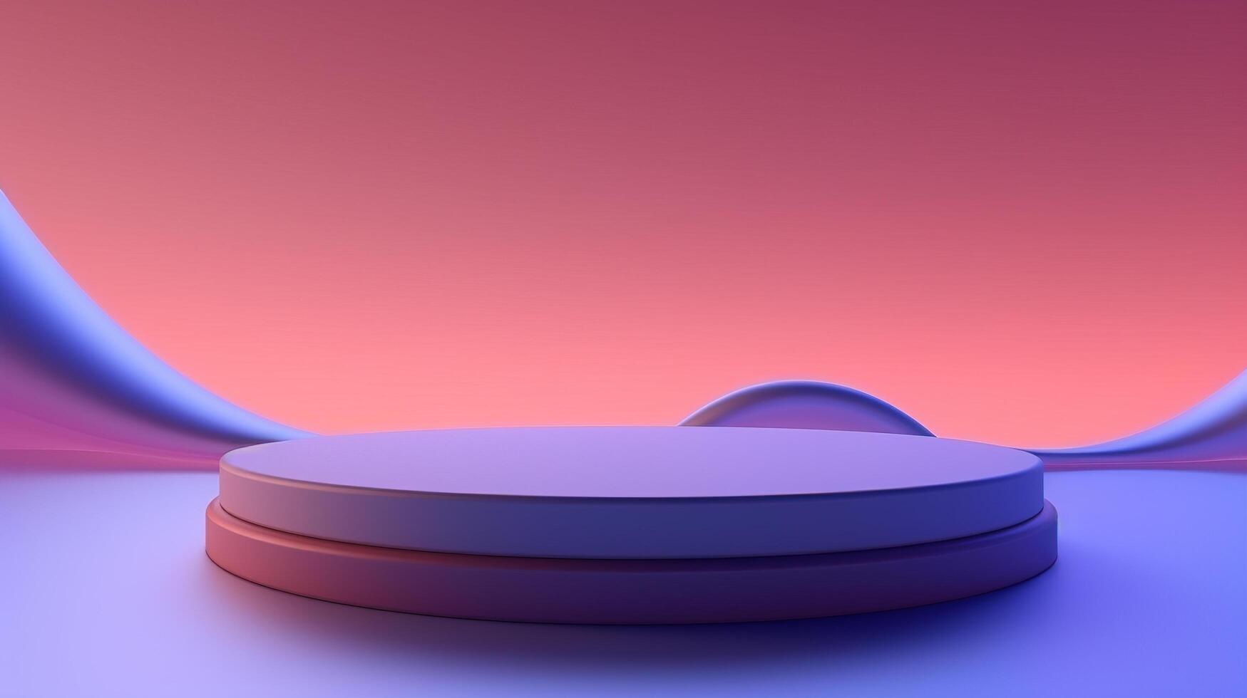 3d rendering of a round podium on a pink background photo