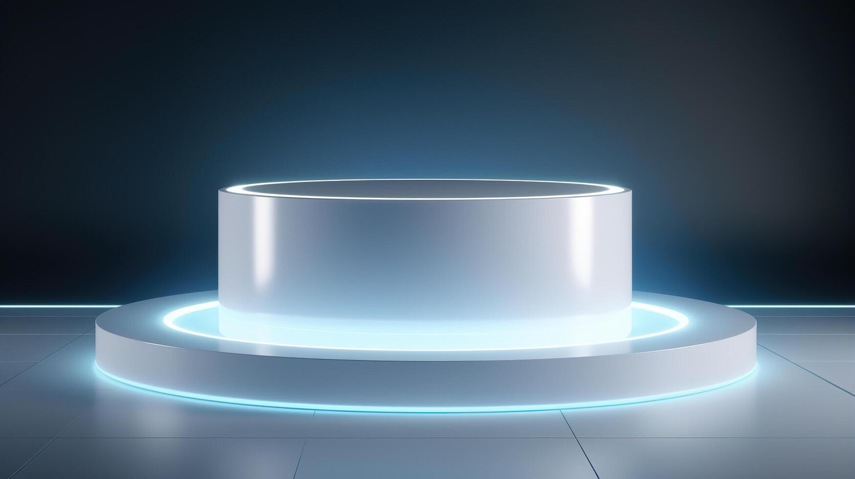 White pedestal with glowing lights on top photo