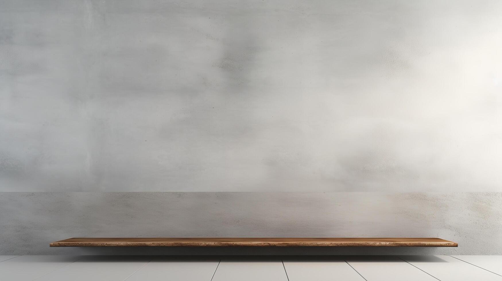 Empty wooden bench against a wall in a room photo