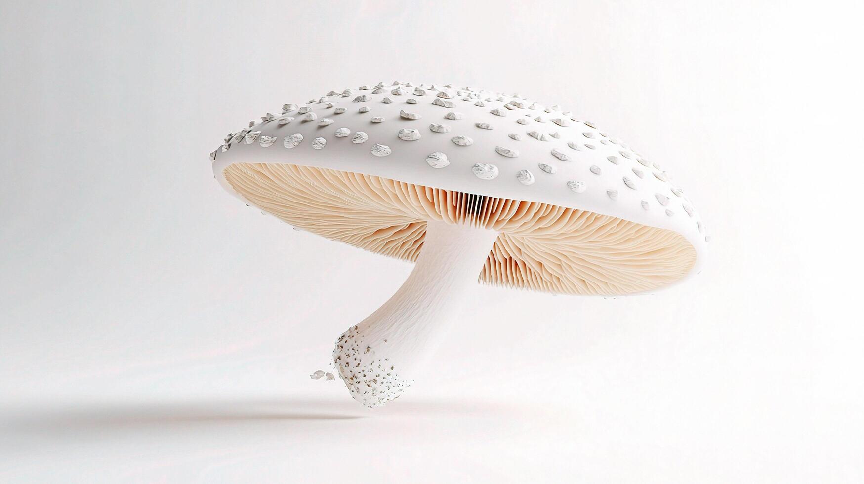A white mushroom with white dots on it photo