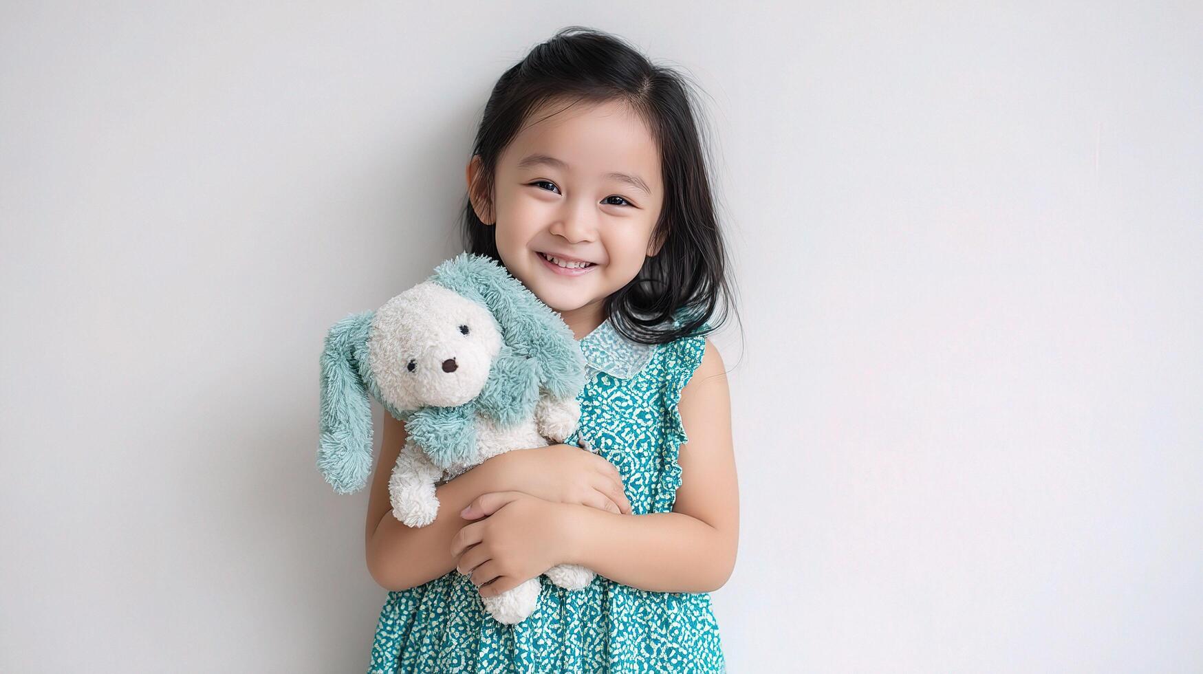 A little girl holding a stuffed animal photo