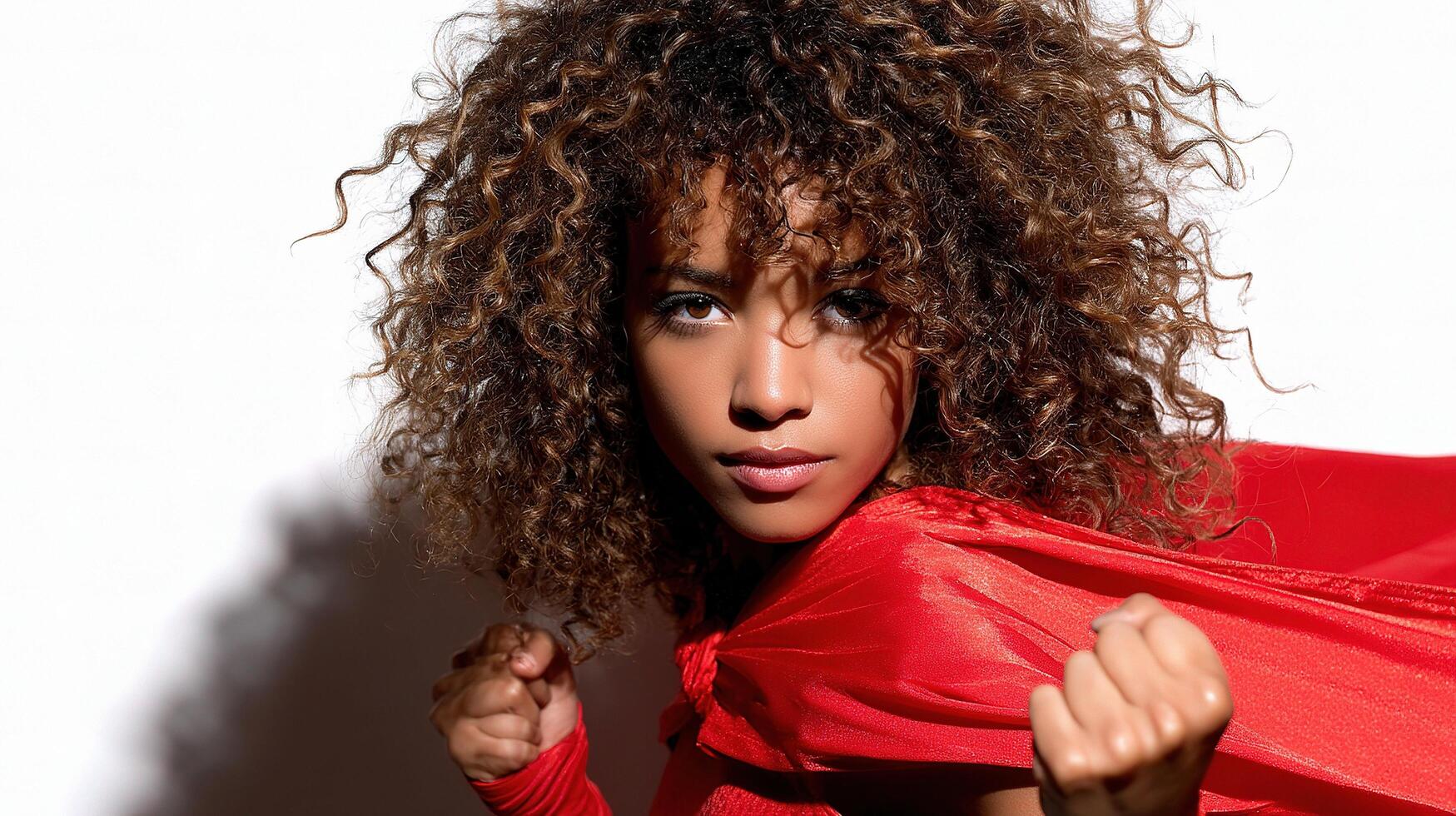 A woman with curly hair photo