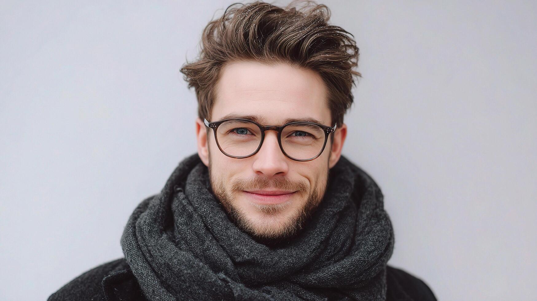 A man with glasses and a scarf photo