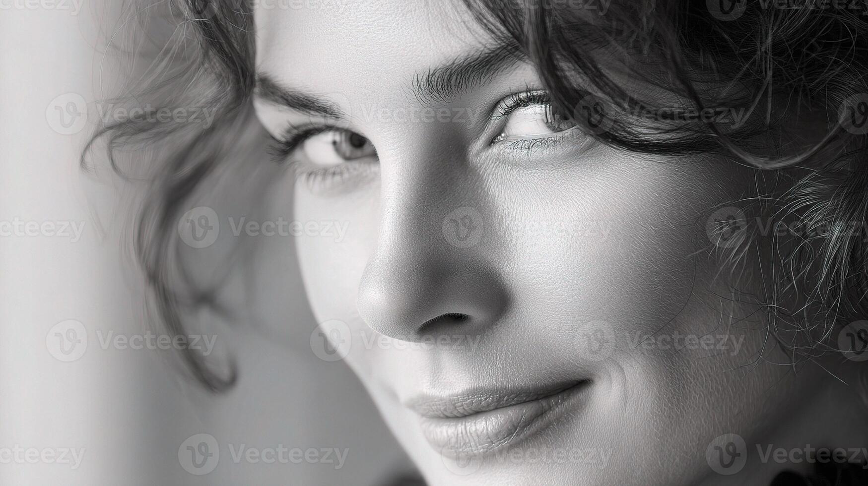 A woman with curly hair and a black sweater photo