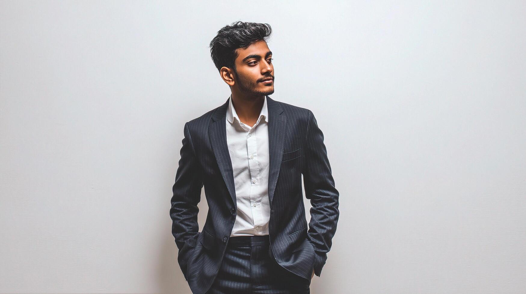 A young indian man in a suit and tie photo