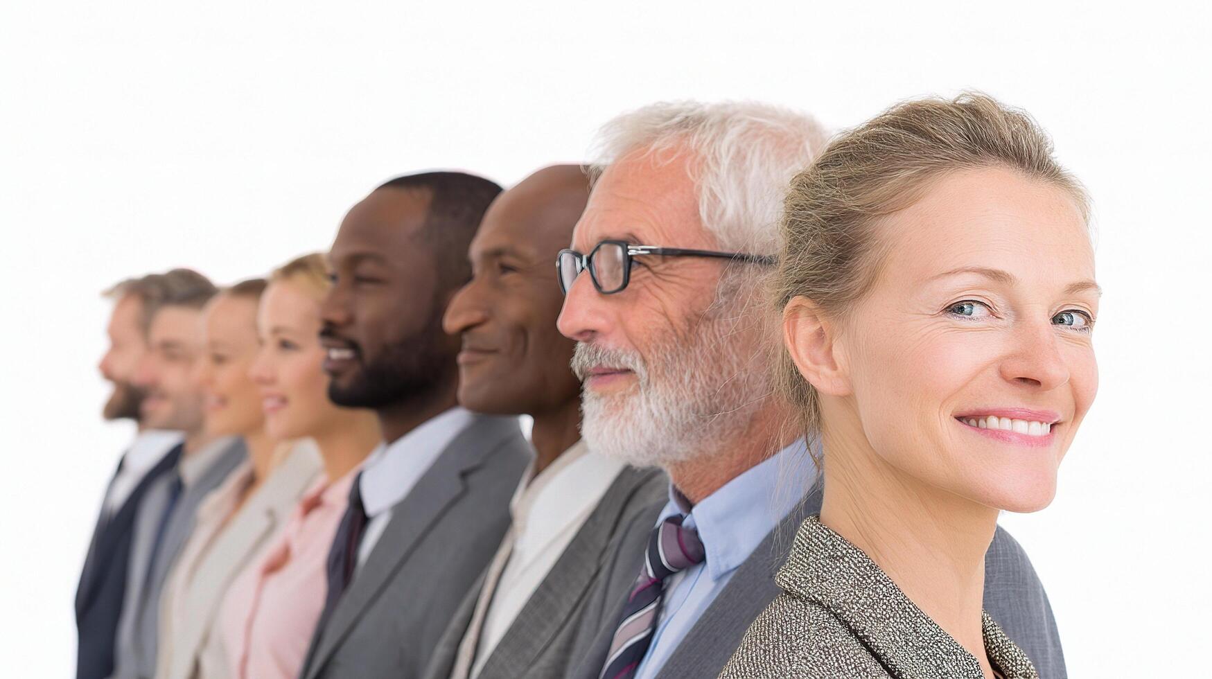 A group of business people standing in line photo