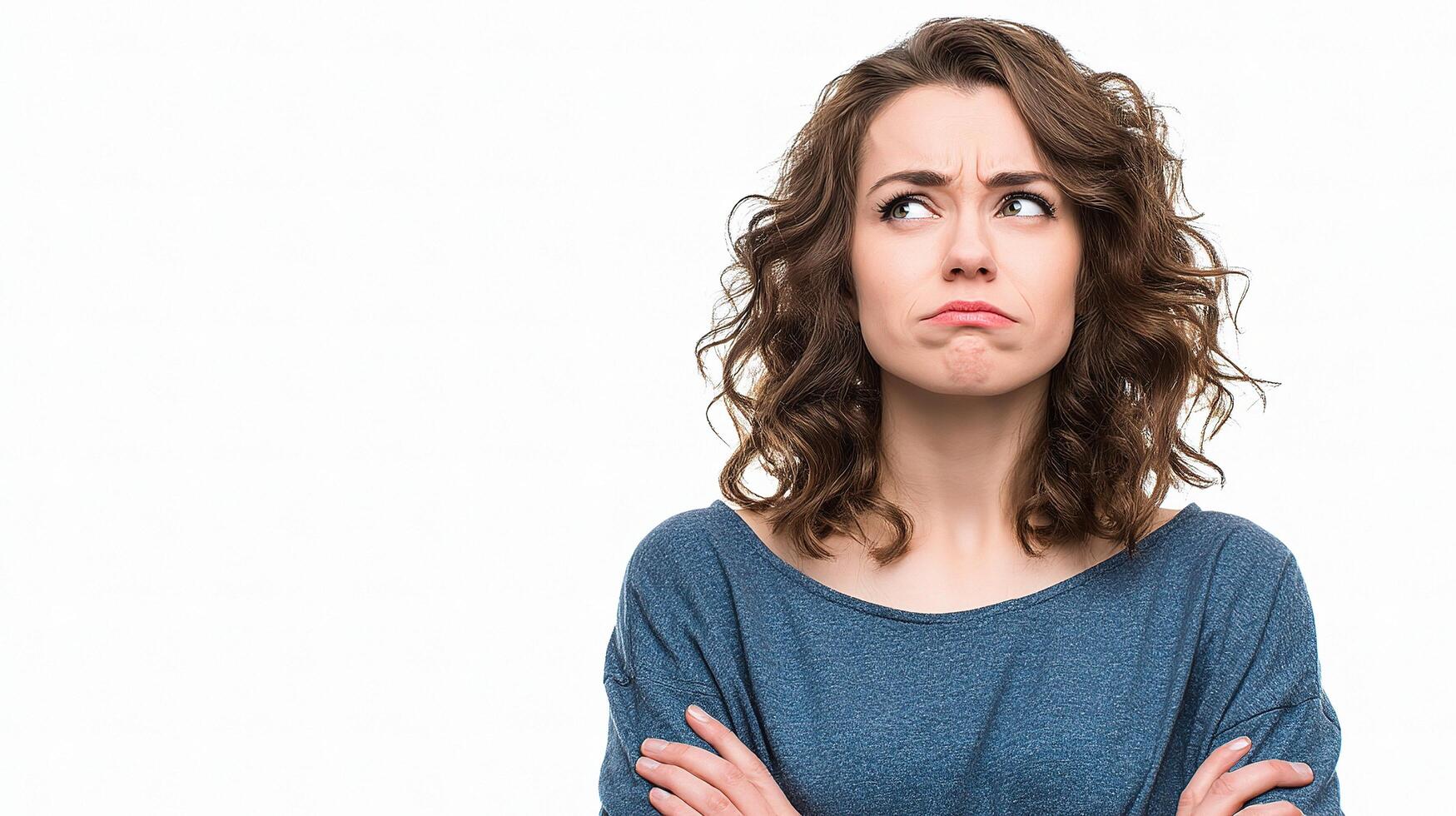 A woman with her arms crossed and a look of surprise photo