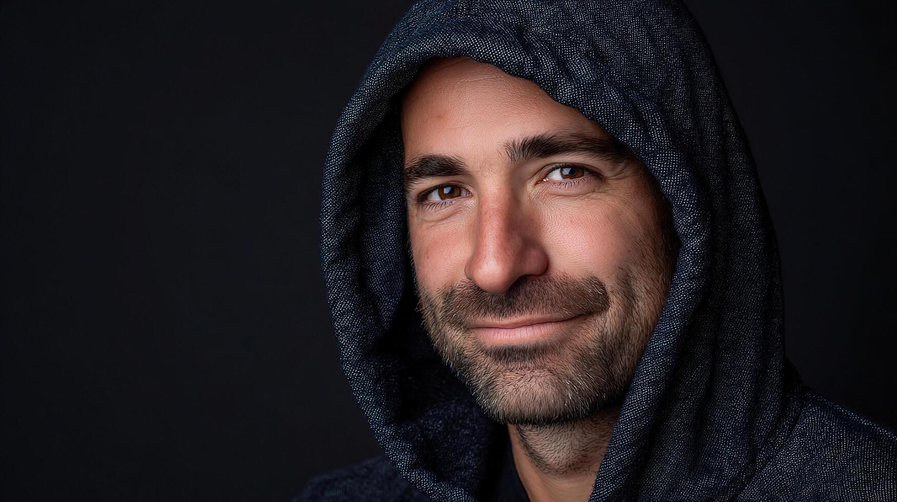A man in a hoodie smiling photo