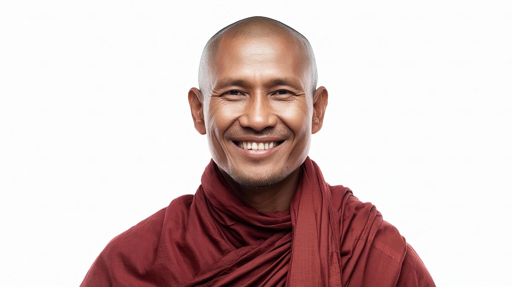 A smiling monk with a red robe photo