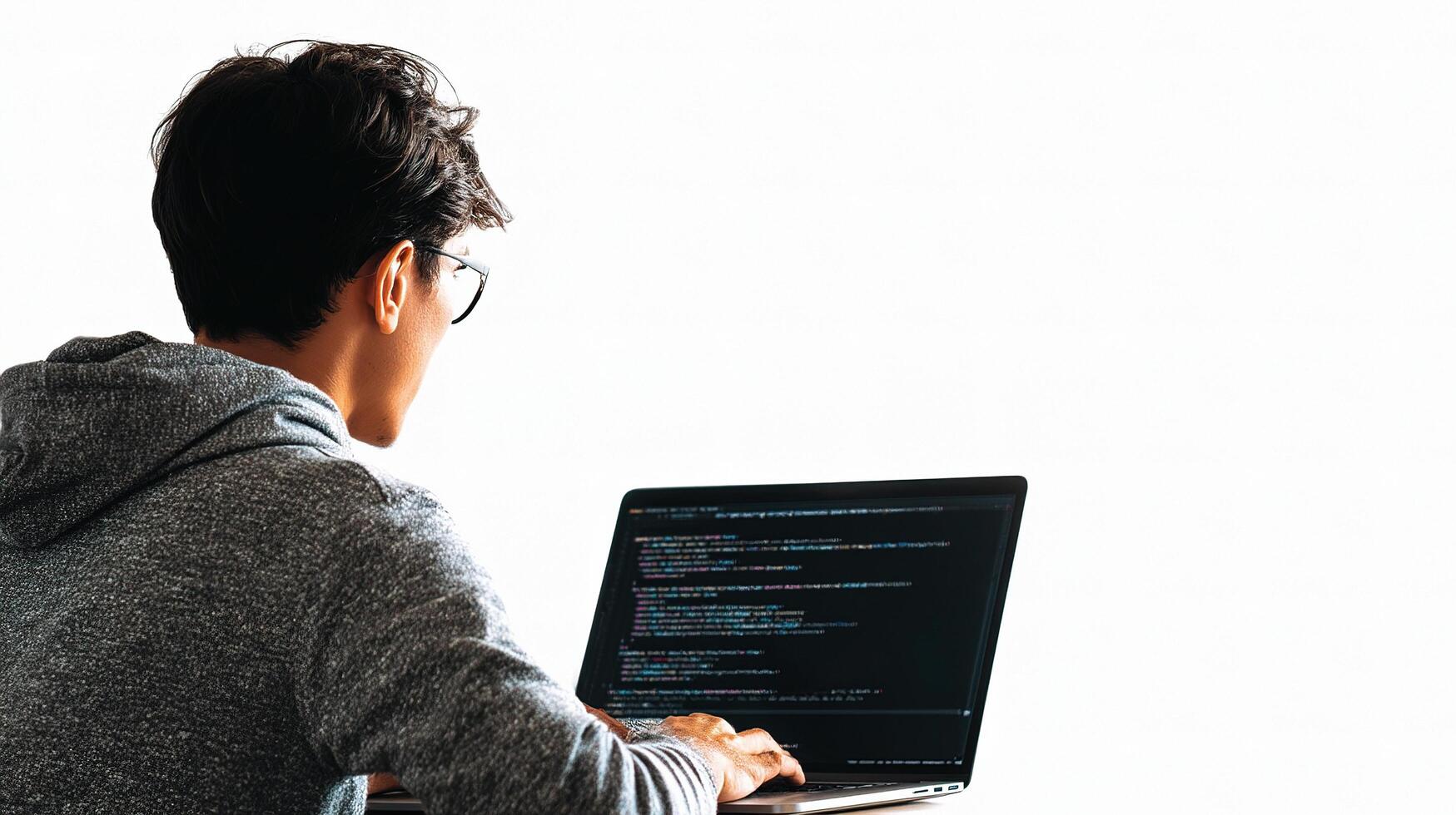 A person sitting at a desk with a laptop photo