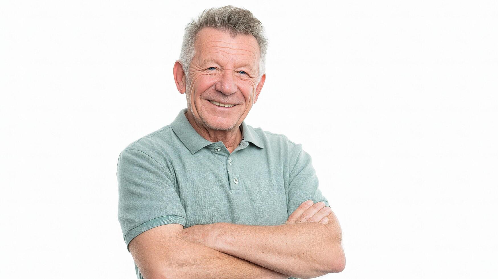 A smiling older man in a polo shirt photo