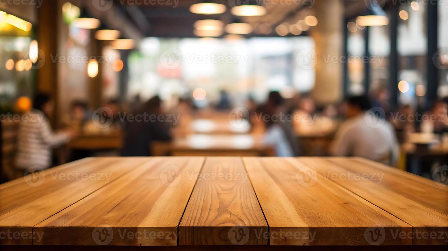 a table in a restaurant with people in the background photo