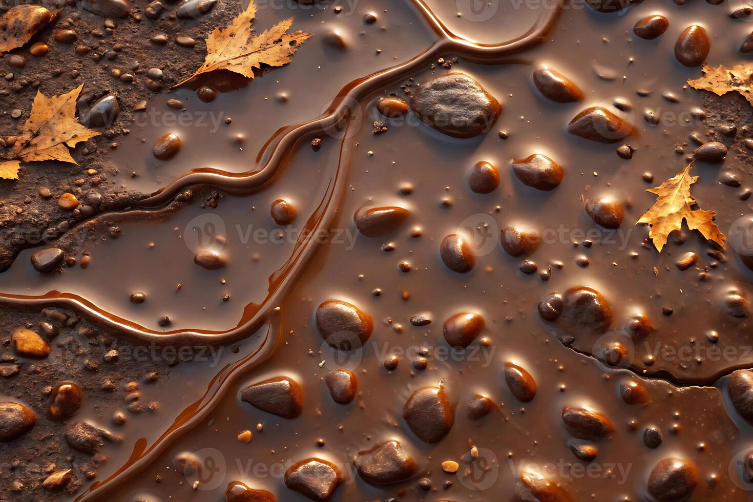 a close up of mud and leaves on the ground photo
