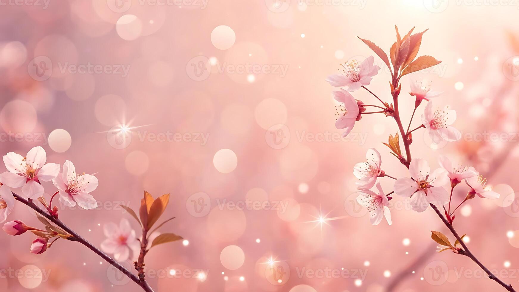 beautiful cherry blossom background with bokeh photo
