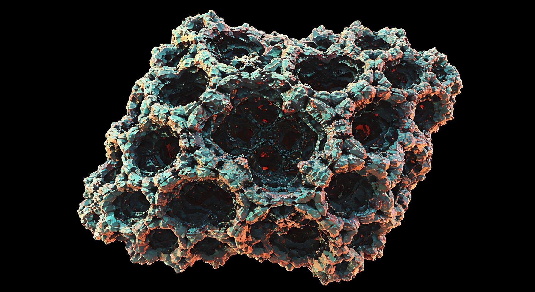 A 3d rendering of a rock with holes photo