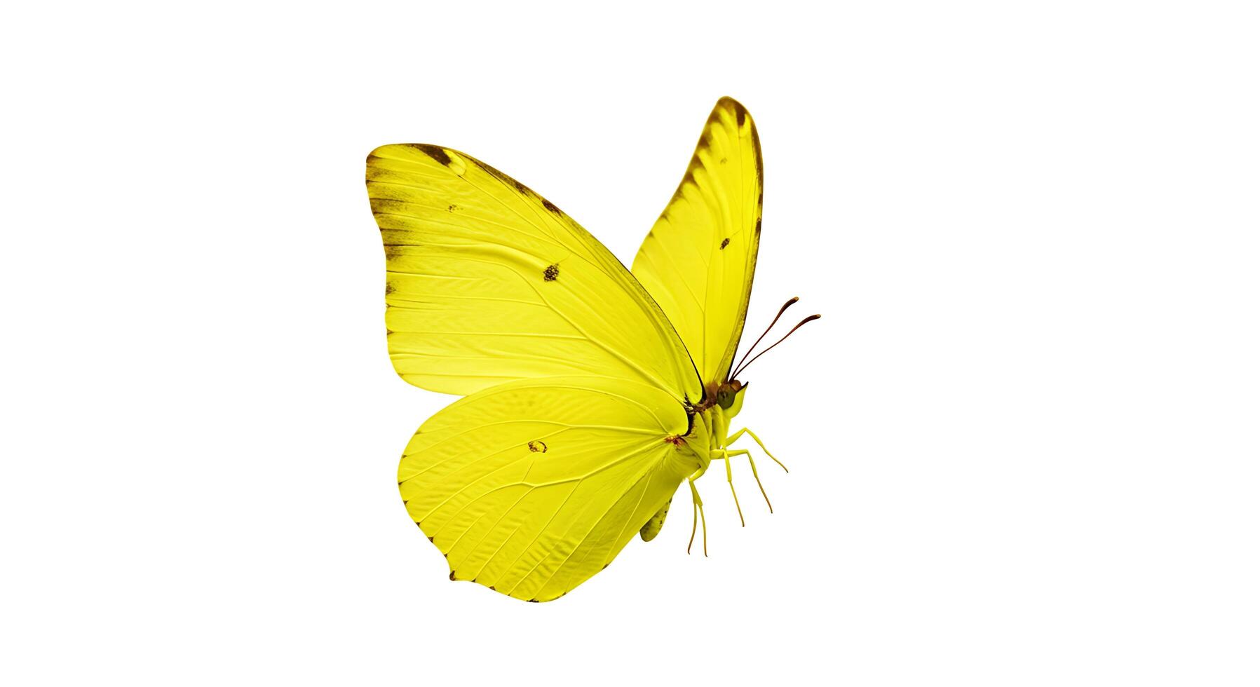 A yellow butterfly is flying in the air photo