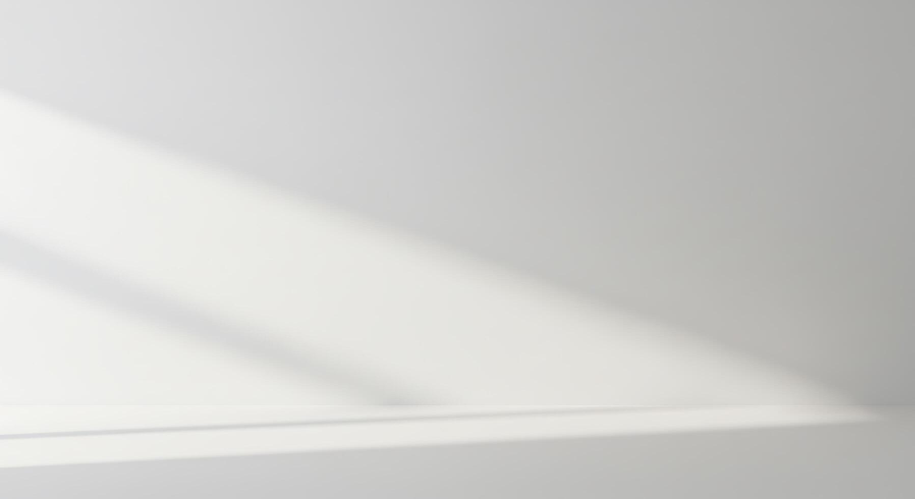 A white room with a window and a light shining on it photo