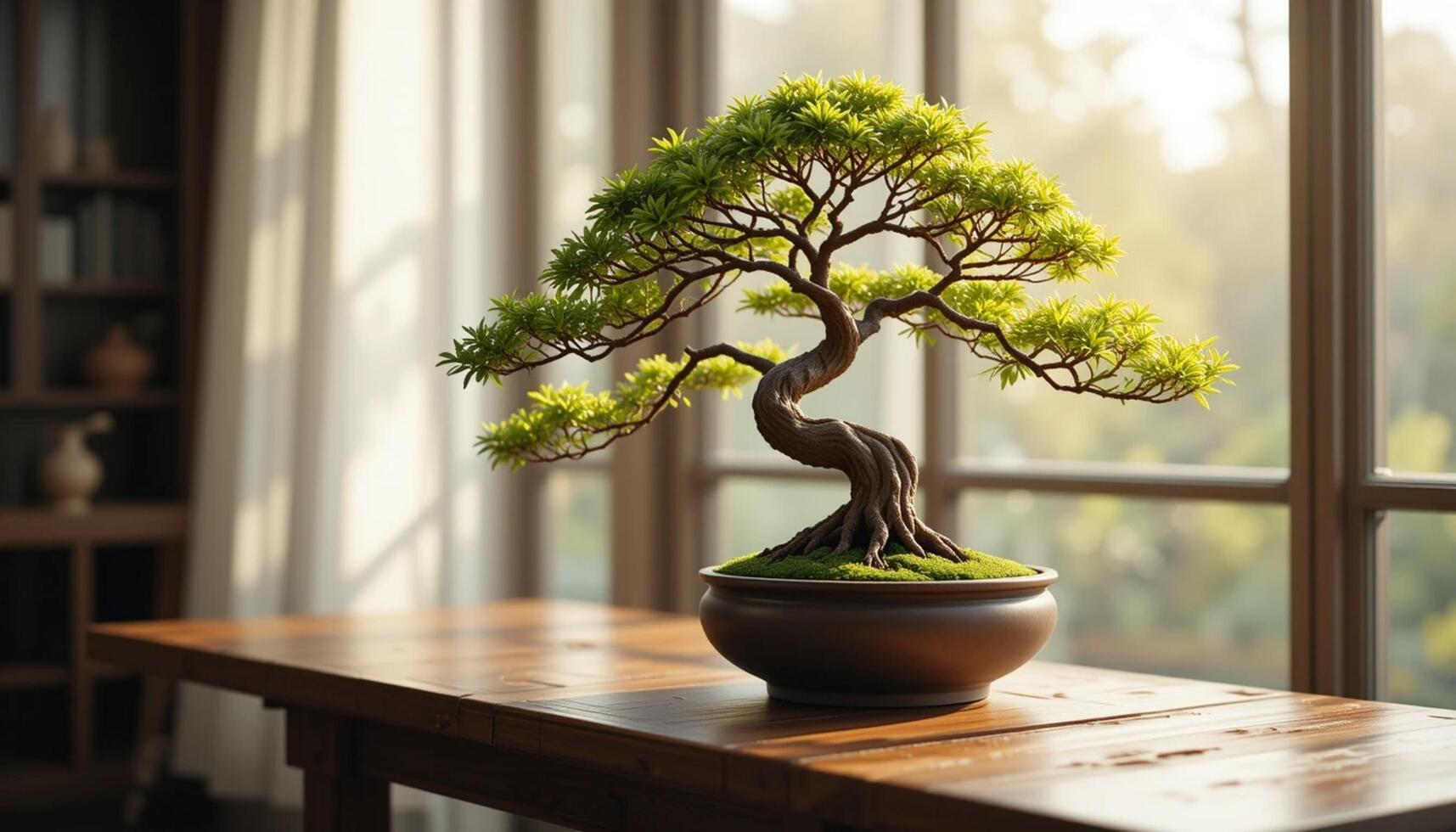 Serene Bonsai Elegance Nature Art Indoors photo