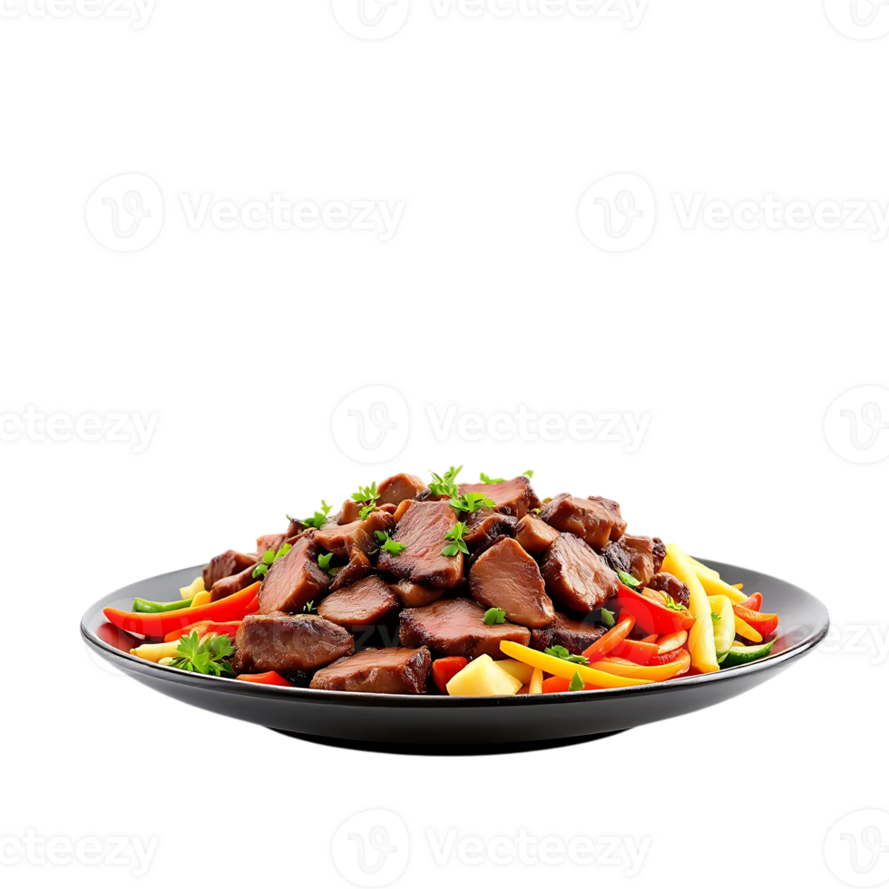 Delicious and Flavorful Meat with Colorful Vegetables Served on a Plate png