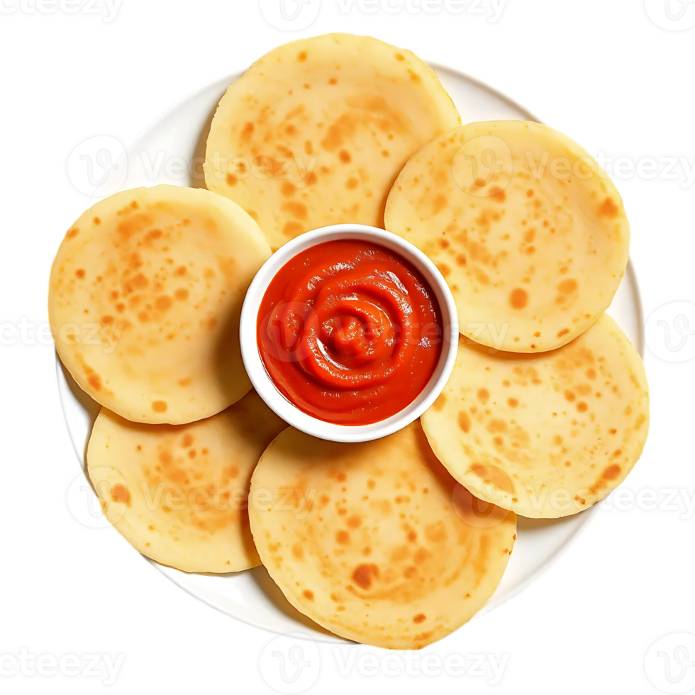 Delicious Homemade Pancakes Served with Fresh Tomato Sauce Ready To Be Served png