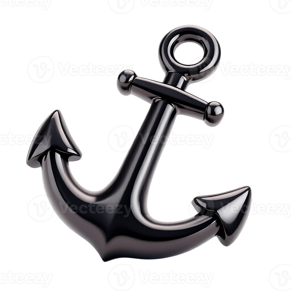 A Gleaming Black Anchor Representing Security and Stability in a Nautical Setting png