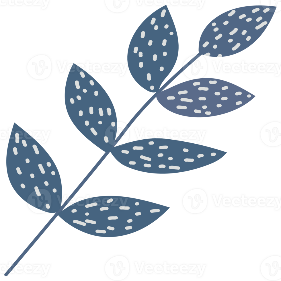 A blue leaf with white dots on it png
