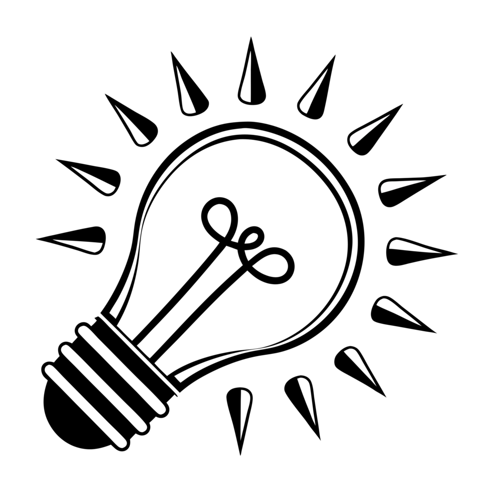 Light bulb glowing idea symbol outline icon. png