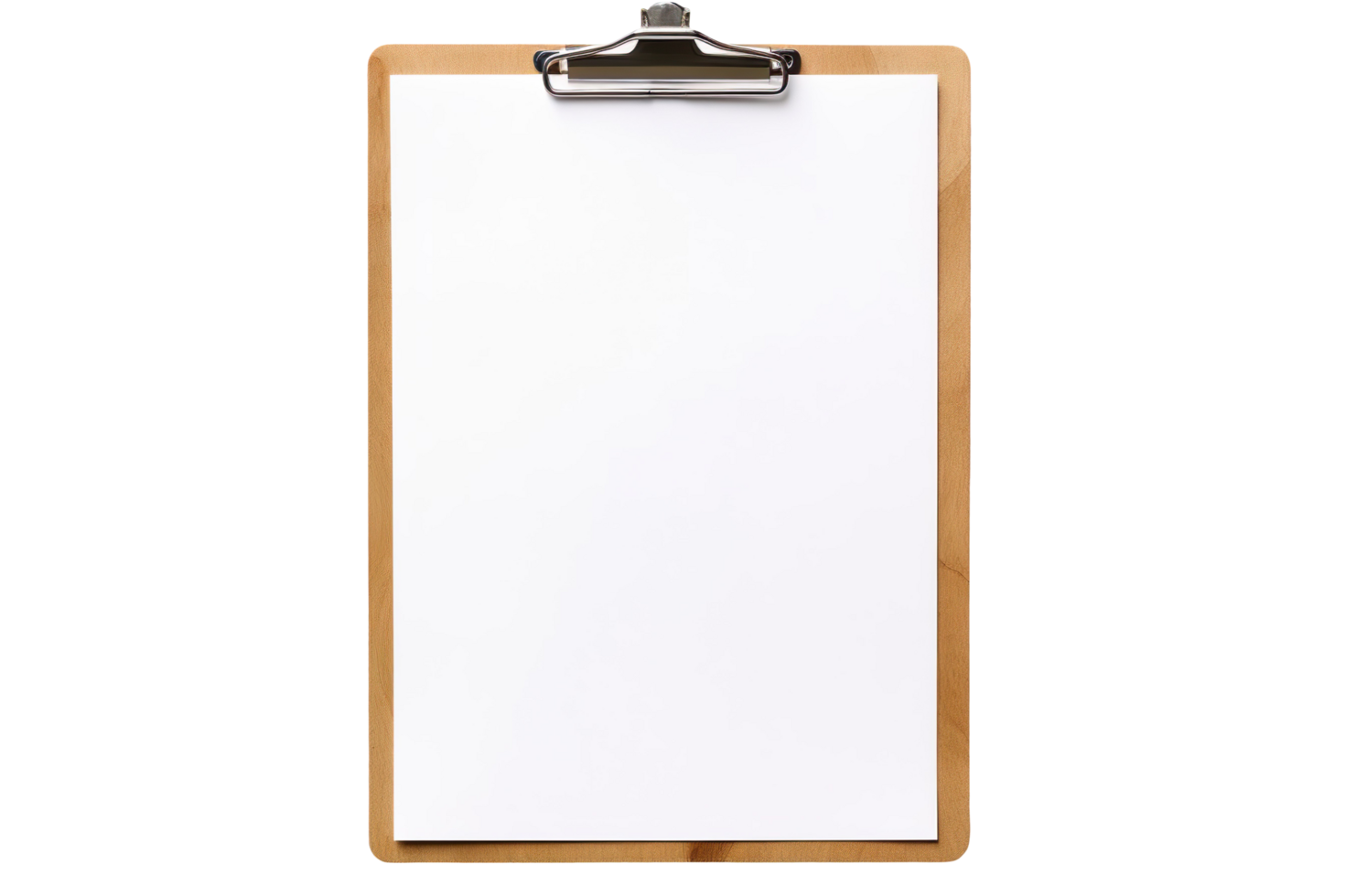 Blank clipboard with white paper isolated on transparent background png