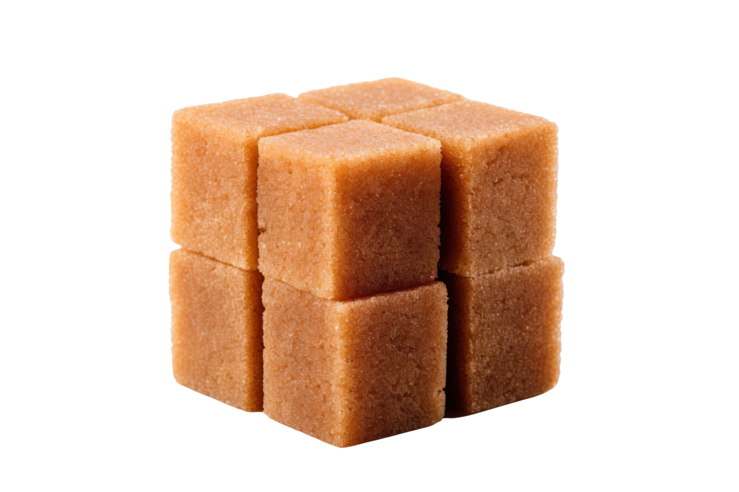 Brown cane sugar block isolated on transparent background png