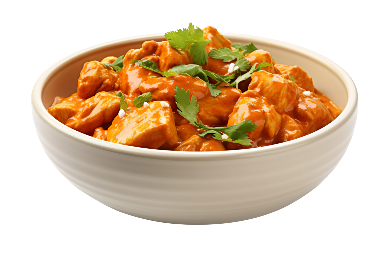 bowl of tasty chicken curry isolated on transparent background png